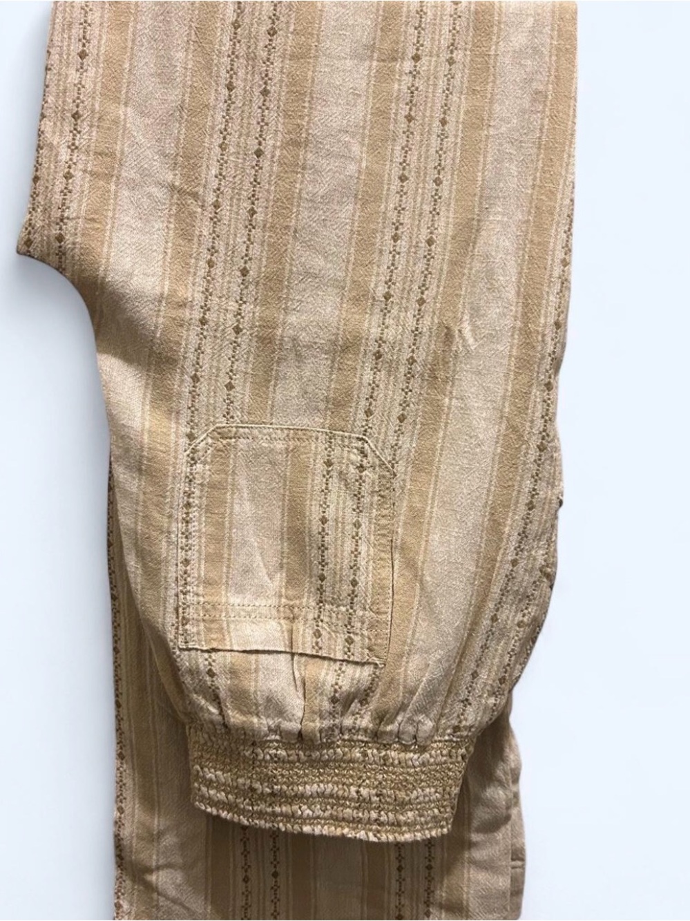 Light Tan Linen Striped Pants